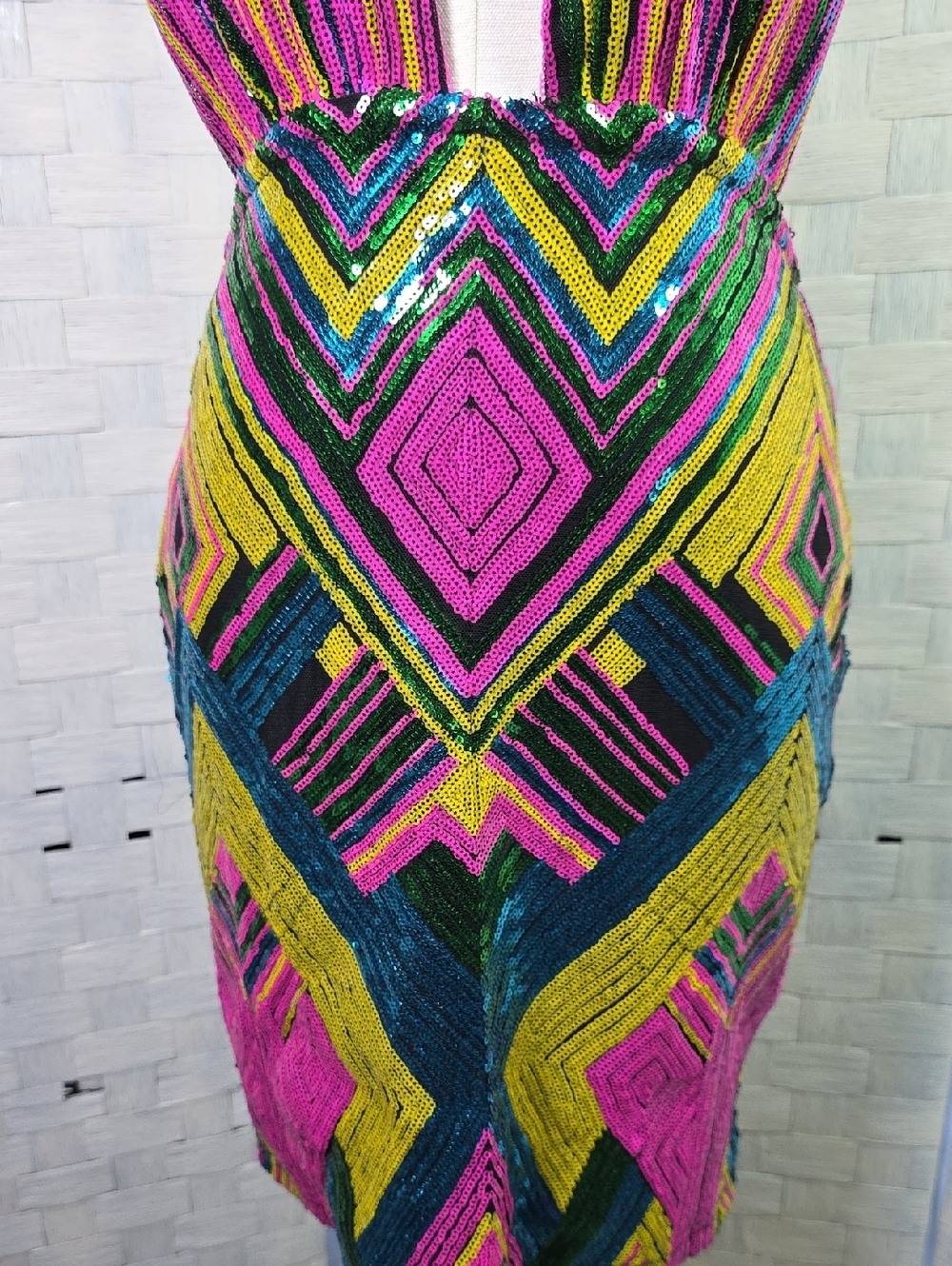 Fashion Nova Multicolor Sequin Halter Mini Dress - Picture 6 of 8